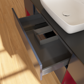 Тумба под раковину Villeroy & Boch Finion 160х50,1 см МДФ темно-синий матовый лак/стекло черное матовое G862HBHG