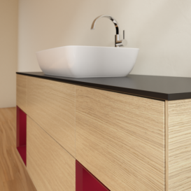 Тумба под раковину Villeroy & Boch Finion 160х50,1 см МДФ шпон дуба/стекло черное матовое G862HBPC