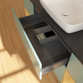 Тумба под раковину Villeroy & Boch Finion 160х50,1 см с подсветкой МДФ оливковый матовый лак/стекло черное матовое G862HFGM