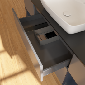 Тумба под раковину Villeroy & Boch Finion 160х50,1 см с подсветкой МДФ антрацит матовый лак/стекло черное матовое G862HGGK