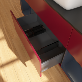 Тумба под раковину Villeroy & Boch Finion 160х50,1 см с подсветкой МДФ пион матовый лак/стекло черное матовое G862HGHB