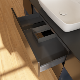 Тумба под раковину Villeroy & Boch Finion 160х50,1 см с подсветкой МДФ черный матовый лак/стекло белое матовое G862HGPD