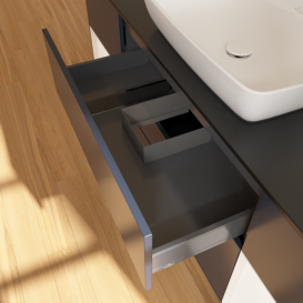 Тумба под раковину Villeroy & Boch Finion 160х50,1 см с подсветкой МДФ темно-синий матовый лак/стекло черное матовое G862MTHG