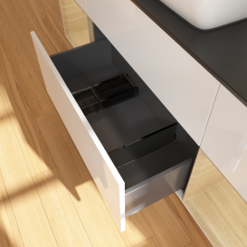 Тумба под раковину Villeroy & Boch Finion 160х50,1 см с подсветкой МДФ глянцевый белый лак/стекло черное матовое G862PCGF