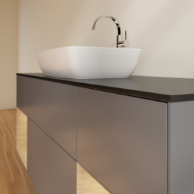 Тумба под раковину Villeroy & Boch Finion 160х50,1 см с подсветкой МДФ антрацит матовый лак/стекло черное матовое G862PCGK