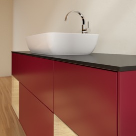 Тумба под раковину Villeroy & Boch Finion 160х50,1 см с подсветкой МДФ пион матовый лак/стекло черное матовое G862PCHB