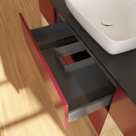 Тумба под раковину Villeroy & Boch Finion 160х50,1 см с подсветкой МДФ пион матовый лак/стекло черное матовое G862PCHB