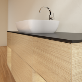 Тумба под раковину Villeroy & Boch Finion 160х50,1 см с подсветкой МДФ шпон дуба/стекло черное матовое G862PCPC