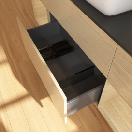 Тумба под раковину Villeroy & Boch Finion 160х50,1 см с подсветкой МДФ шпон дуба/стекло черное матовое G862PCPC