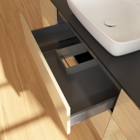 Тумба под раковину Villeroy & Boch Finion 160х50,1 см с подсветкой МДФ шпон дуба/стекло черное матовое G862PCPC