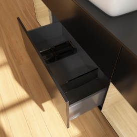 Тумба под раковину Villeroy & Boch Finion 160х50,1 см с подсветкой МДФ черный матовый лак/стекло черное матовое G862PCPD