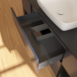 Тумба под раковину Villeroy & Boch Finion 160х50,1 см с подсветкой МДФ темно-синий матовый лак/стекло черное матовое G862PDHG