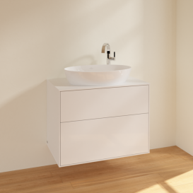 Тумба под раковину Villeroy & Boch Finion 80х50,1 см МДФ глянцевый белый лак/стекло белое матовое F87100GF