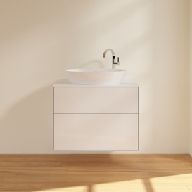 Тумба под раковину Villeroy & Boch Finion 80х50,1 см МДФ глянцевый белый лак/стекло белое матовое F87100GF