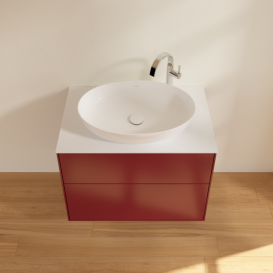 Тумба под раковину Villeroy & Boch Finion 80х50,1 см МДФ пион матовый лак/стекло белое матовое F87100HB