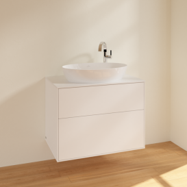 Тумба під раковину Villeroy & Boch Finion 80х50,1 см МДФ білий матовий лак/скло біле матове F87100MT