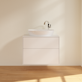 Тумба під раковину Villeroy & Boch Finion 80х50,1 см МДФ білий матовий лак/скло біле матове F87100MT