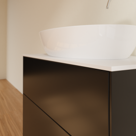 Тумба под раковину Villeroy & Boch Finion 80х50,1 см МДФ черный матовый лак/стекло белое матовое F87100PD