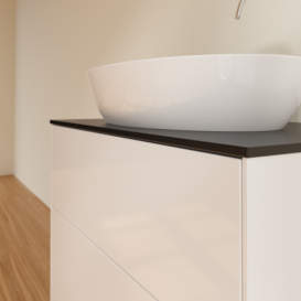 Тумба под раковину Villeroy & Boch Finion 80х50,1 см МДФ глянцевый белый лак/стекло черное матовое F87200GF