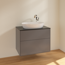 Тумба под раковину Villeroy & Boch Finion 80х50,1 см МДФ антрацит матовый лак/стекло черное матовое F87200GK