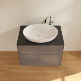 Тумба под раковину Villeroy & Boch Finion 80х50,1 см МДФ антрацит матовый лак/стекло черное матовое F87200GK