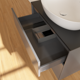 Тумба под раковину Villeroy & Boch Finion 80х50,1 см МДФ антрацит матовый лак/стекло черное матовое F87200GK