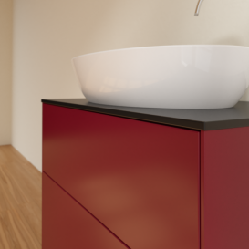 Тумба под раковину Villeroy & Boch Finion 80х50,1 см МДФ пион матовый лак/стекло черное матовое F87200HB