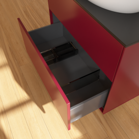 Тумба под раковину Villeroy & Boch Finion 80х50,1 см МДФ пион матовый лак/стекло черное матовое F87200HB