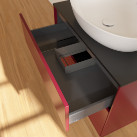 Тумба под раковину Villeroy & Boch Finion 80х50,1 см МДФ пион матовый лак/стекло черное матовое F87200HB