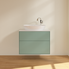 Тумба под раковину Villeroy & Boch Finion 80х50,1 см МДФ оливковый матовый лак/стекло белое матовое F87100GM