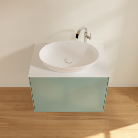 Тумба под раковину Villeroy & Boch Finion 80х50,1 см МДФ оливковый матовый лак/стекло белое матовое F87100GM