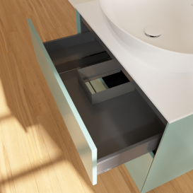 Тумба под раковину Villeroy & Boch Finion 80х50,1 см МДФ оливковый матовый лак/стекло белое матовое F87100GM