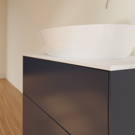 Тумба под раковину Villeroy & Boch Finion 80х50,1 см МДФ темно-синий матовый лак/стекло белое матовое F87100HG