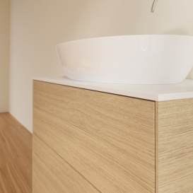 Тумба под раковину Villeroy & Boch Finion 80х50,1 см МДФ шпон дуба/стекло белое матовое F87100PC