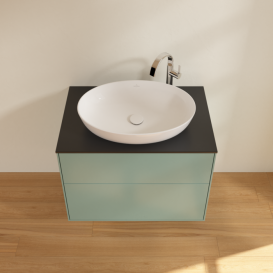 Тумба под раковину Villeroy & Boch Finion 80х50,1 см МДФ оливковый матовый лак/стекло черное матовое F87200GM