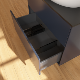 Тумба под раковину Villeroy & Boch Finion 80х50,1 см МДФ темно-синий матовый лак/стекло черное матовое F87200HG