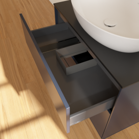 Тумба под раковину Villeroy & Boch Finion 80х50,1 см МДФ темно-синий матовый лак/стекло черное матовое F87200HG