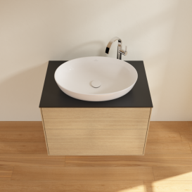 Тумба под раковину Villeroy & Boch Finion 80х50,1 см МДФ шпон дуба/стекло черное матовое F87200PC