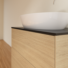 Тумба под раковину Villeroy & Boch Finion 80х50,1 см МДФ шпон дуба/стекло черное матовое F87200PC