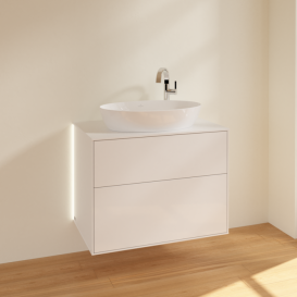 Тумба под раковину Villeroy & Boch Finion 80х50,1 см с подсветкой МДФ глянцевый белый лак/стекло белое матовое G87100GF