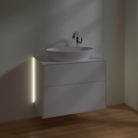 Тумба под раковину Villeroy & Boch Finion 80х50,1 см с подсветкой МДФ глянцевый белый лак/стекло белое матовое G87100GF