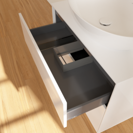 Тумба под раковину Villeroy & Boch Finion 80х50,1 см с подсветкой МДФ глянцевый белый лак/стекло белое матовое G87100GF