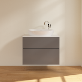 Тумба под раковину Villeroy & Boch Finion 80х50,1 см с подсветкой МДФ антрацит матовый лак/стекло белое матовое G87100GK