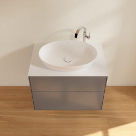 Тумба под раковину Villeroy & Boch Finion 80х50,1 см с подсветкой МДФ антрацит матовый лак/стекло белое матовое G87100GK