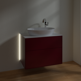 Тумба под раковину Villeroy & Boch Finion 80х50,1 см с подсветкой МДФ пион матовый лак/стекло белое матовое G87100HB