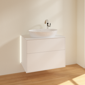 Тумба під раковину Villeroy & Boch Finion 80х50,1 см із підсвічуванням МДФ білий матовий лак/скло біле матове G87100MT