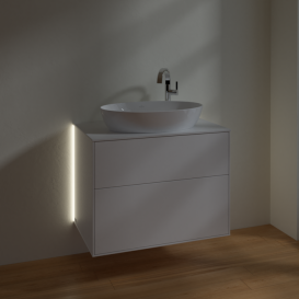 Тумба під раковину Villeroy & Boch Finion 80х50,1 см із підсвічуванням МДФ білий матовий лак/скло біле матове G87100MT