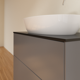 Тумба под раковину Villeroy & Boch Finion 80х50,1 см с подсветкой МДФ антрацит матовый лак/стекло черное матовое G87200GK