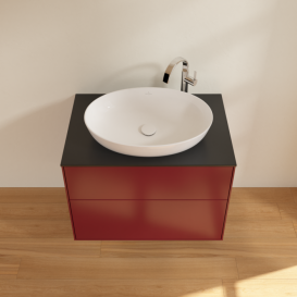 Тумба под раковину Villeroy & Boch Finion 80х50,1 см с подсветкой МДФ пион матовый лак/стекло черное матовое G87200HB