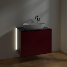 Тумба под раковину Villeroy & Boch Finion 80х50,1 см с подсветкой МДФ пион матовый лак/стекло черное матовое G87200HB